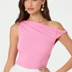 Astr The Label Fiora One-Shoulder Pink bodysuit, Women’s Size Medium